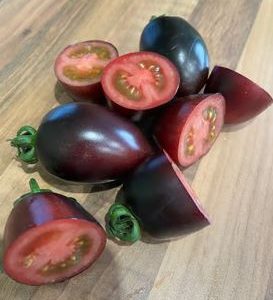 Paradižnik Blue Marzano – modro-vijolični podolgovati plodovi z rdečo osnovo